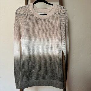 Stone & Sky Mesh Color Gradient Beige/Cream/Olive Sweater Size M